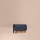 Burberry Burberry House Check And Leather Continental Wallet, Blue