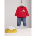 Burberry Burberry Long-sleeve Check Pocket Cotton Top, Size: 3y, Red