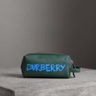 Burberry Burberry Graffiti Print Leather Pouch, Green