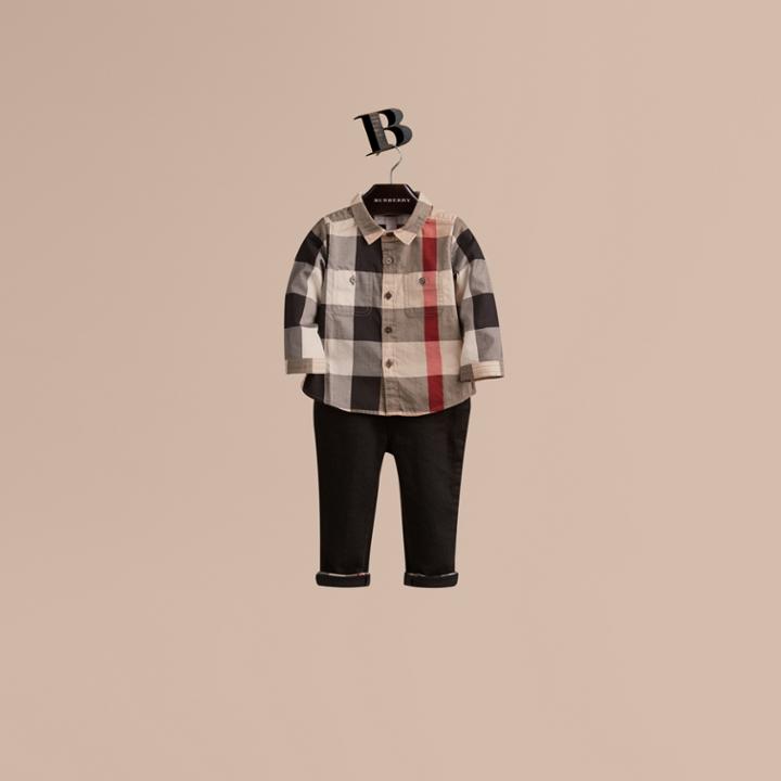 Burberry Burberry Check Cotton Shirt, Size: 3y, Beige