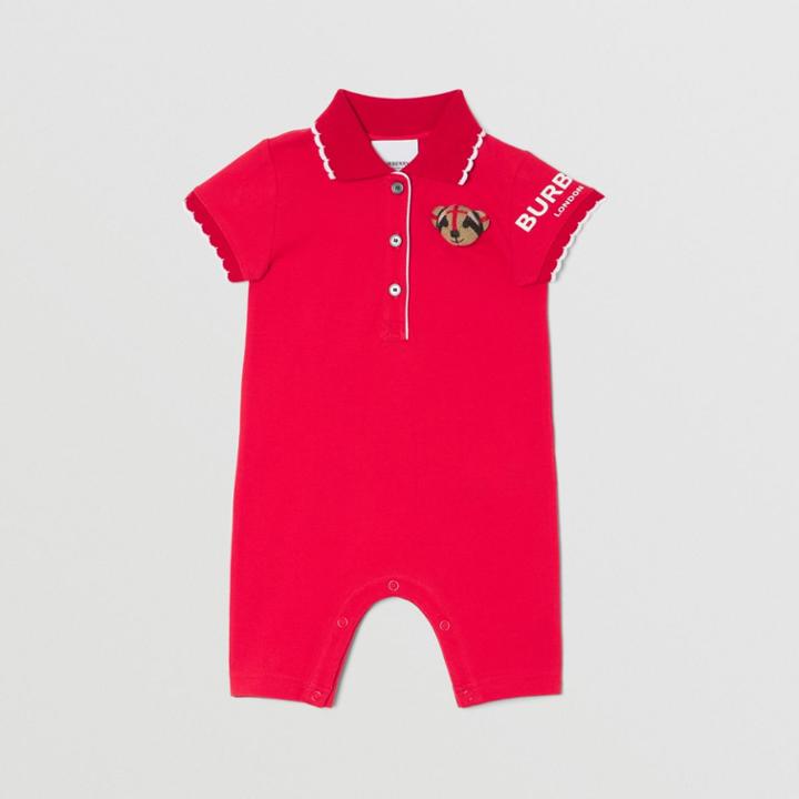 Burberry Burberry Childrens Thomas Bear Motif Cotton Piqu Playsuit, Size: 1m
