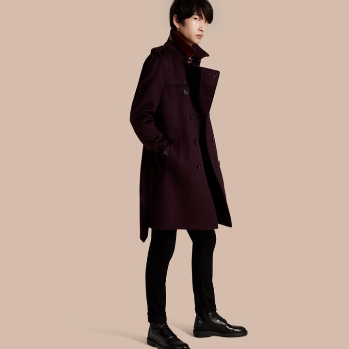 Burberry Burberry Cashmere Trench Coat, Size: 36, Purple