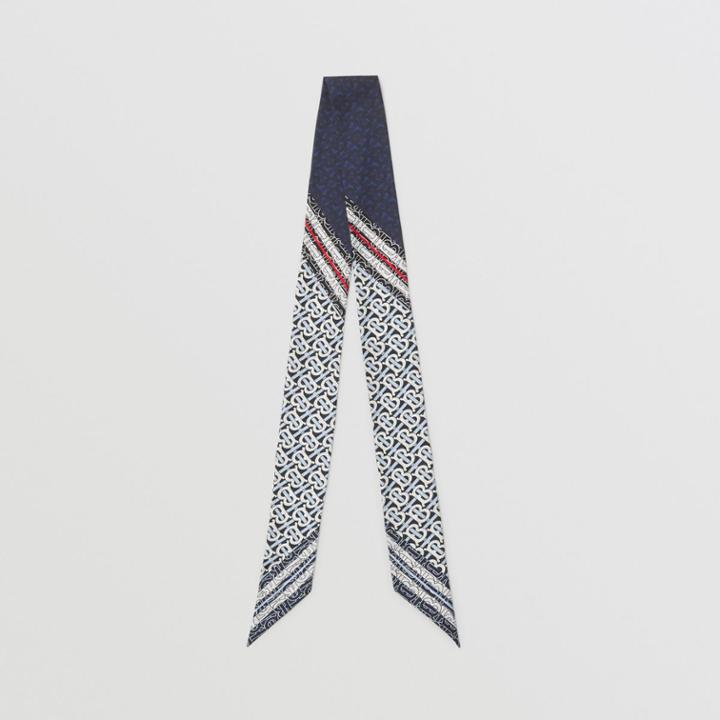 Burberry Burberry Monogram Stripe Print Silk Skinny Scarf