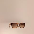 Burberry Burberry Check And Camouflage Detail Square Frame Sunglasses, Brown