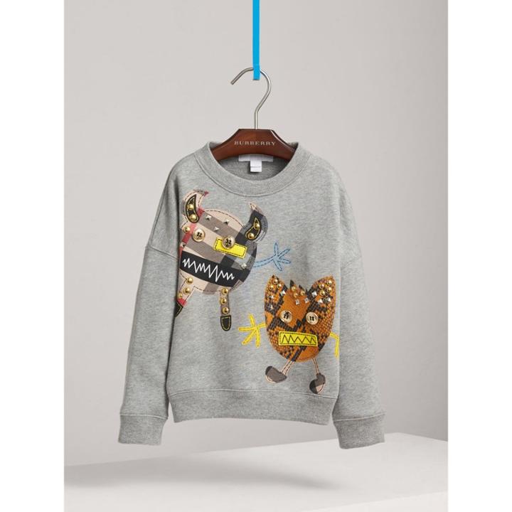 Burberry Burberry Creature Motif Cotton Sweatshirt, Size: 14y, Grey