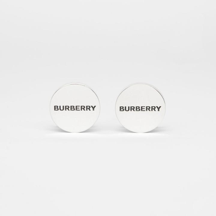 Burberry Burberry Engraved Silver-plated Cufflinks, Grey