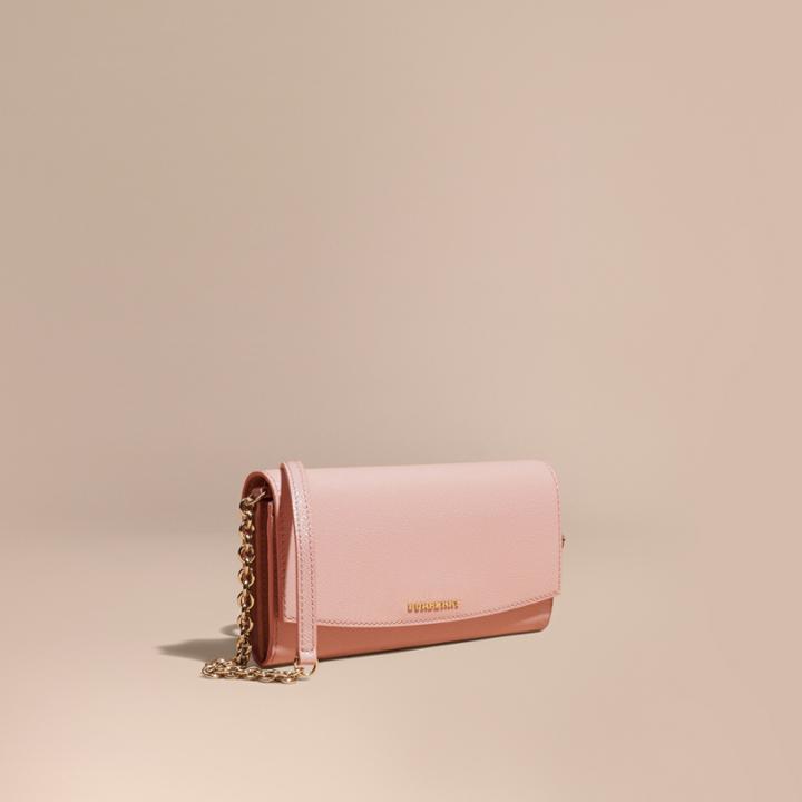 Burberry Burberry Leather Wallet With Chain, Purple