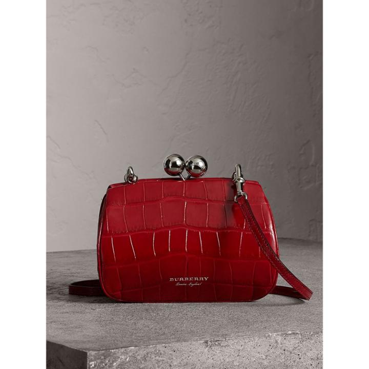 Burberry Burberry Small Alligator Frame Bag, Red