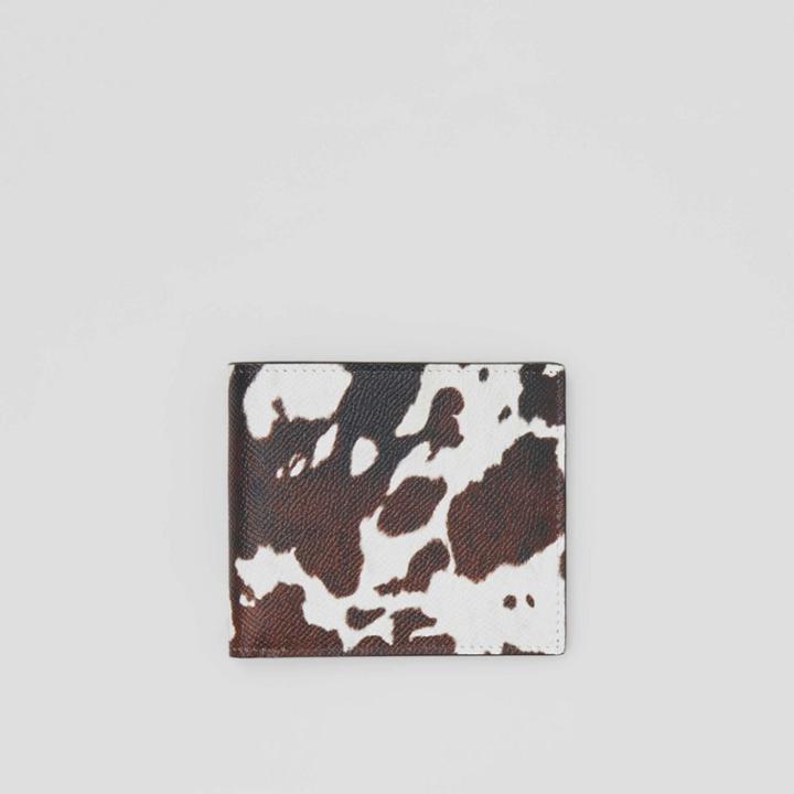 Burberry Burberry Cow Print Leather International Bifold Wallet, Black