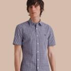 Burberry Burberry Short-sleeved Gingham Cotton Poplin Shirt, Size: Xs, Blue