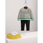 Burberry Burberry Contrast Stripe Embroidered Cotton Sweatshirt, Size: 3y, Grey