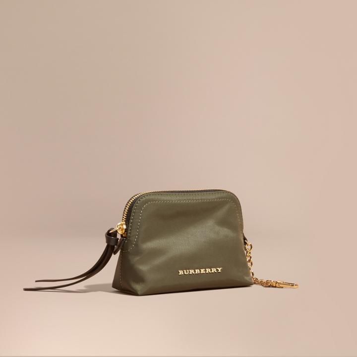 Burberry Burberry Small Zip-top Technical Nylon Pouch, Green