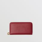 Burberry Burberry Embossed Crest Two-tone Leather Ziparound Wallet, Red