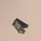 Burberry Floral Print Python And Leather Gloves
