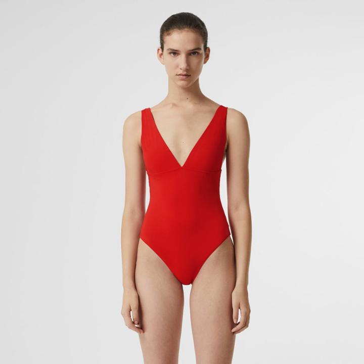 Burberry Burberry V-neck Swimsuit, Size: L, Red