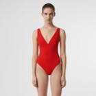 Burberry Burberry V-neck Swimsuit, Size: L, Red