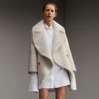 Burberry Burberry Oversize Collar Teddy Shearling Pea Coat, Size: 14, White