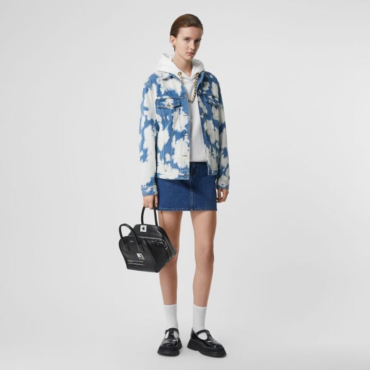 Burberry Burberry Deer Motif Japanese Denim Mini Skirt, Size: 06, Blue