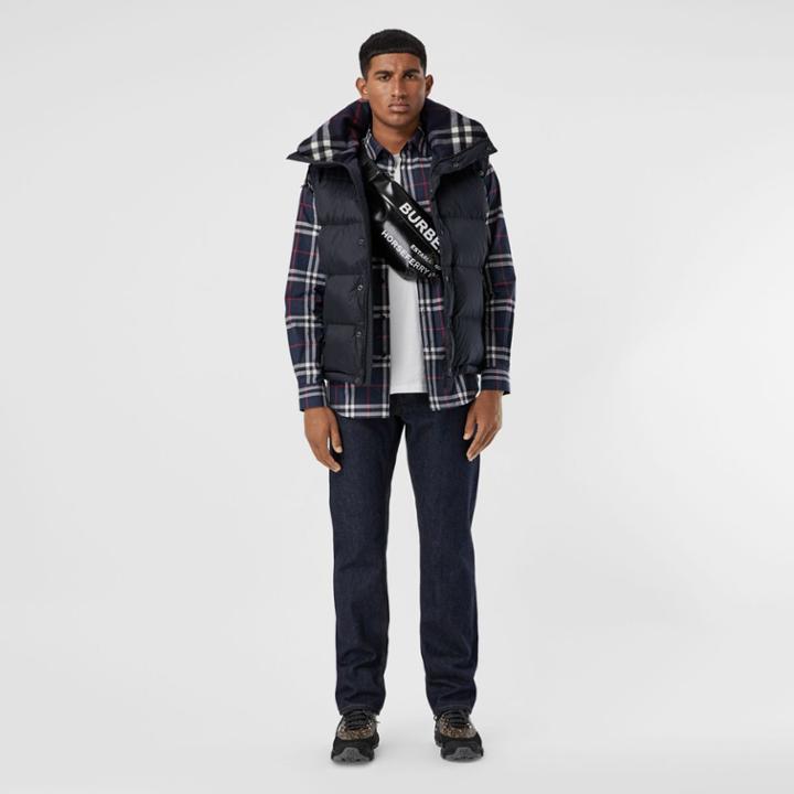 Burberry Burberry Check Cotton Poplin Shirt, Size: M, Blue
