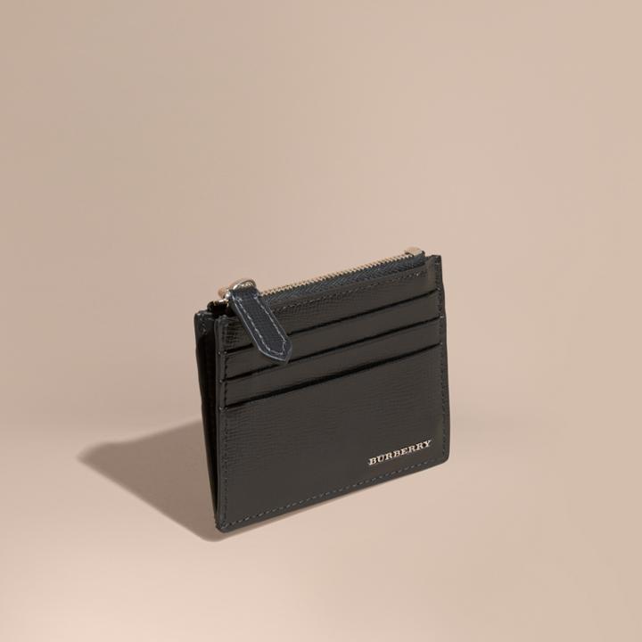 Burberry Burberry London Leather Zip-top Card Case, Black