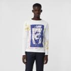 Burberry Burberry Portrait Print Cotton Top, Size: L, White