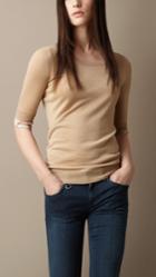 Burberry Burberry Half Sleeve Merino Wool Sweater, Size: Xs, Brown