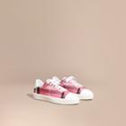 Burberry Burberry Check And Leather Trainers, Size: 38, Pink