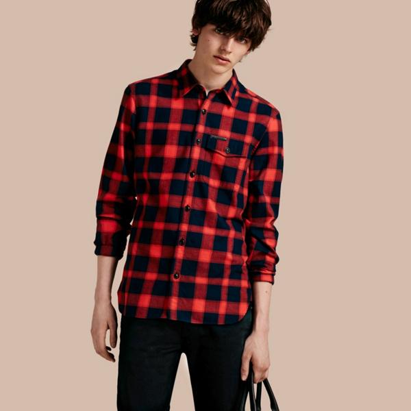 Burberry Buffalo Check Cotton Flannel Shirt