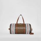 Burberry Burberry Medium Monogram Stripe E-canvas Barrel Bag, Bridle Brown