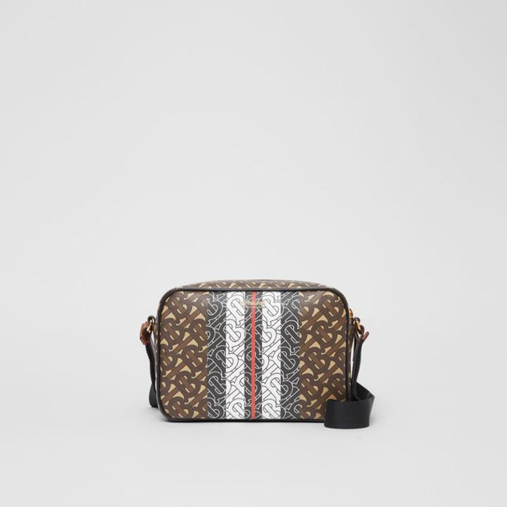 Burberry Burberry Monogram Stripe E-canvas Crossbody Bag, Brown