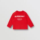 Burberry Burberry Childrens Long-sleeve Horseferry Print Cotton Top, Size: 12m, Red