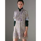 Burberry Burberry Ruffle Detail Scribble Check Print Silk Dress, Size: 00