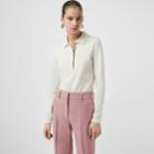 Burberry Burberry Long-sleeve Check Placket Cotton Piqu Polo Shirt, Size: M, White