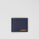 Burberry Burberry Topstitched Grainy Leather International Bifold Wallet, Blue