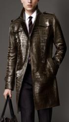 Burberry Burberry Alligator Trench Coat, Size: 46, Green