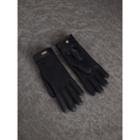 Burberry Burberry Check Embroidered Lambskin Gloves, Size: 7.5, Black