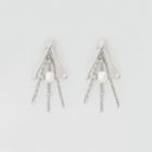 Burberry Burberry Faux Pearl And Triangle Palladium-plated Drop Earrings, Grey