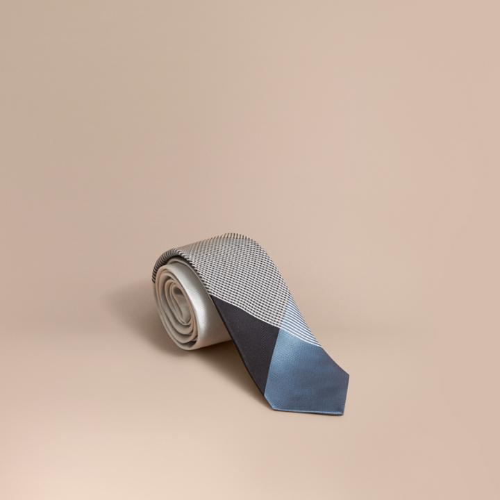 Burberry Burberry Modern Cut Gingham Check Silk Jacquard Tie, Blue
