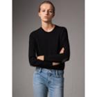Burberry Burberry Check Detail Merino Wool Crew Neck Sweater, Size: Xs, Black