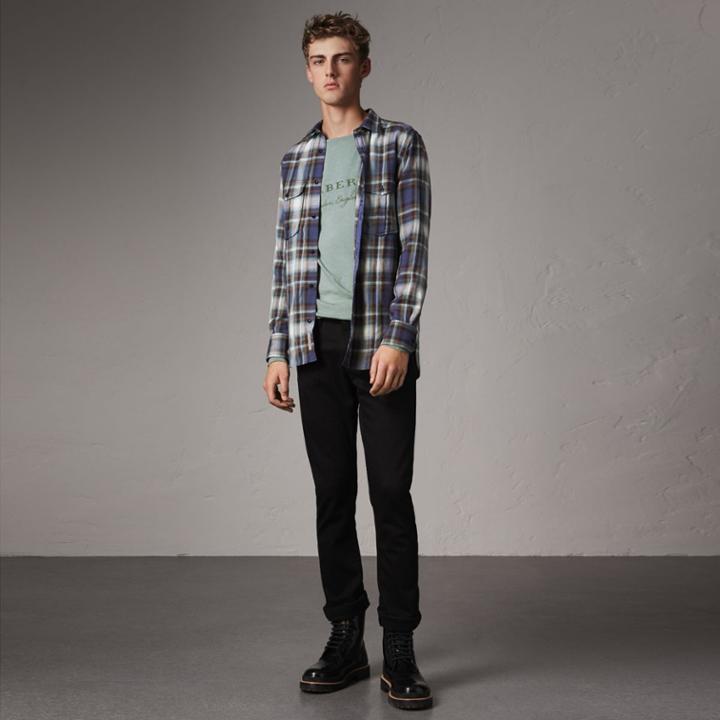 Burberry Burberry Straight Fit Stretch-denim Jeans, Size: 33r, Black