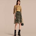 Burberry Macram And Pleated Organza Fit And Flare Dress