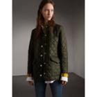 Burberry Burberry Check Detail Diamond Quilted Jacket, Size: Xl, Green