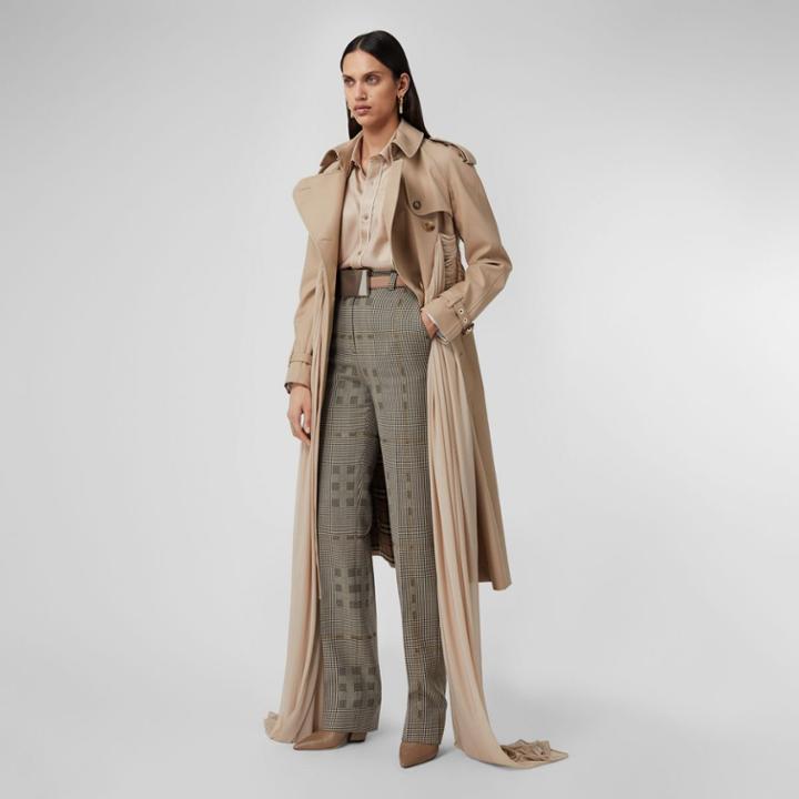 Burberry Burberry Check Wool Jacquard Tailored Trousers, Size: 06, Brown