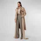 Burberry Burberry Check Wool Jacquard Tailored Trousers, Size: 06, Brown