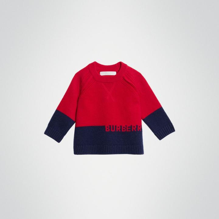 Burberry Burberry Childrens Logo Intarsia Cashmere Sweater, Size: 12m