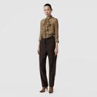 Burberry Burberry Vintage Check Panel Double-waist Wool Trousers, Size: 00, Black