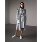Burberry Burberry Ruffle Detail Silk Trench Coat, Size: 10, Blue