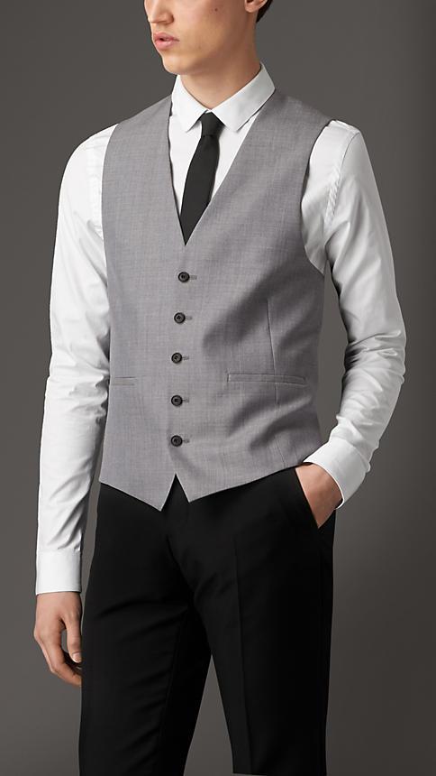 Burberry Wool And Satin Panel Waistcoat