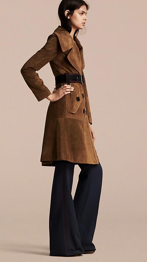 Burberry Double-breasted Suede Coat