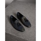 Burberry Burberry Tasselled Beasts Jacquard Loafers, Size: 44, Blue